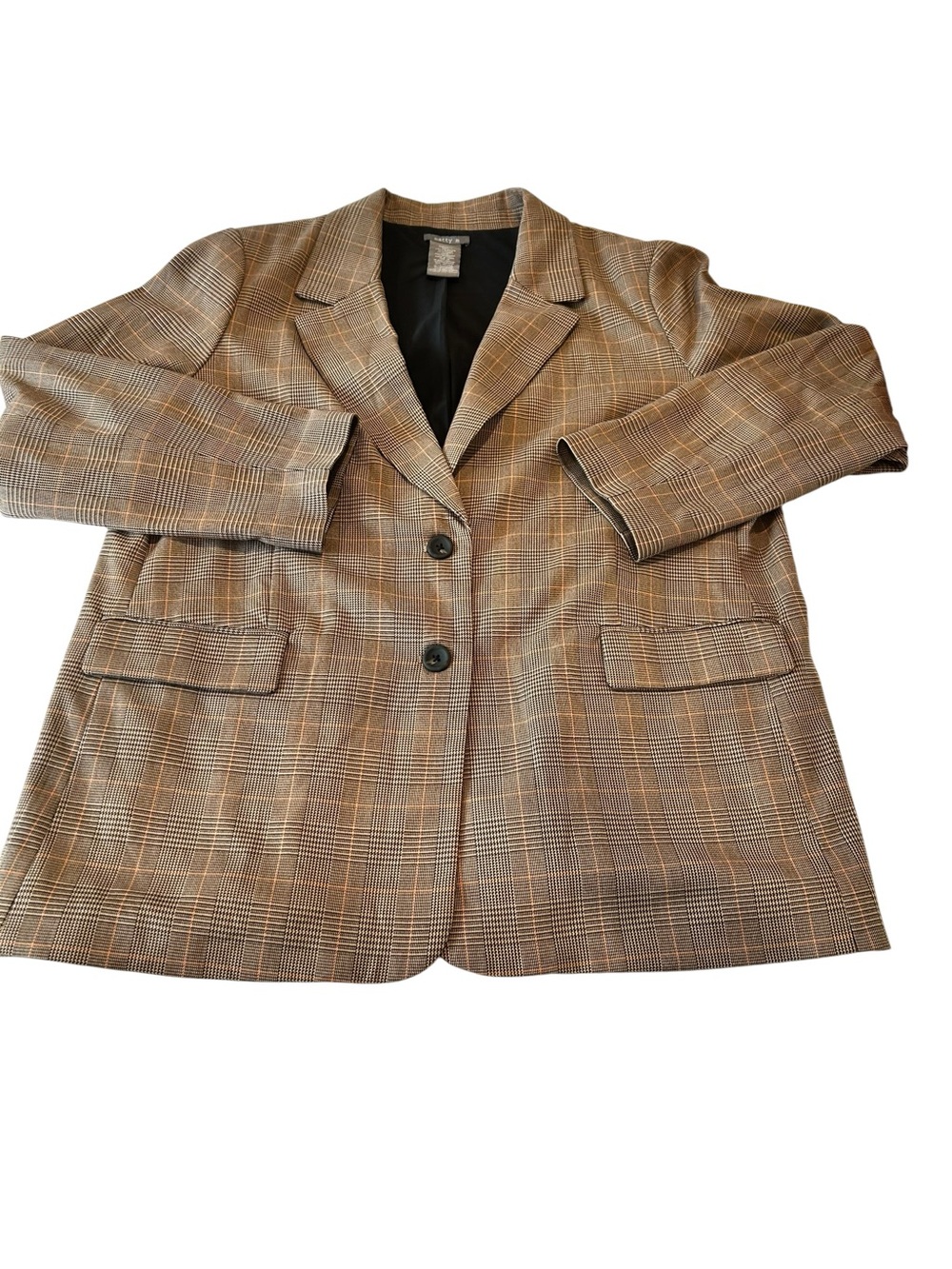 Matty M Brown Plaid Two-Button Women's Blazer 2x - Picture 2 of 5